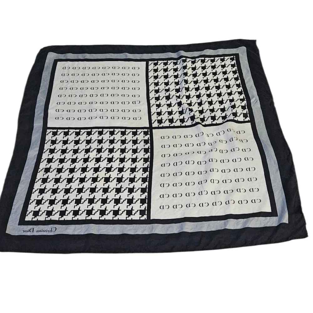 Dior Monogram & Houdstooth Silk Scarf